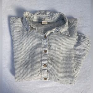 🏝️  Linen Top Catherine Malandrino Striped wooden Buttons